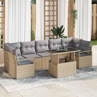 vidaXL Conjunto De Sof&aacute; De Jard&iacute;n 8 Pcs Beige Polirat&aacute;n Vidaxl