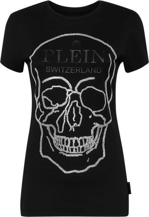 Philipp Plein T-Shirt Ronde Hals SS Crystal Skull - Dames - T-shirts - Zwart - XS - Katoen - Tops