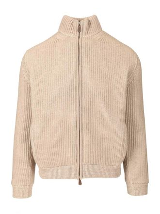 Fedeli Zip-Up Cardigan Knitwear Beige-Uomo