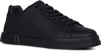 Dolce & Gabbana Mens Sneakers Portofino Black Calf Leather Trainers