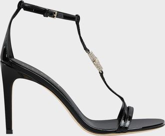 Gucci Vernice Crystal New Bamboo Sandals