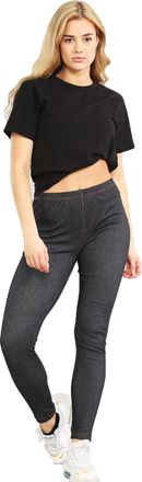 Generic Ladies Stretchy Denim Look Skinny Jeggings Leggings Plus Size 8 10 12 14 16 18 20 22 24 26 UK (as8, Numeric, Numeric_18, Regular, Regular, Black, 18)