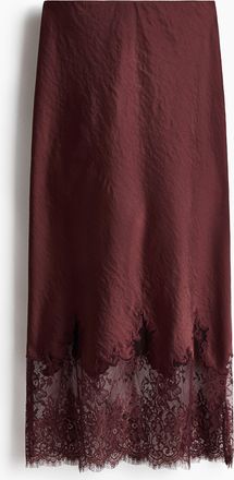 H&M Satinrock mit Spitze - Red