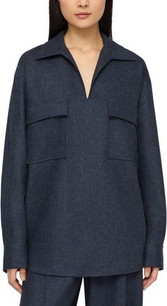 Lafayette 148 New York Patch Pocket Silk-Blend Popover Shirt