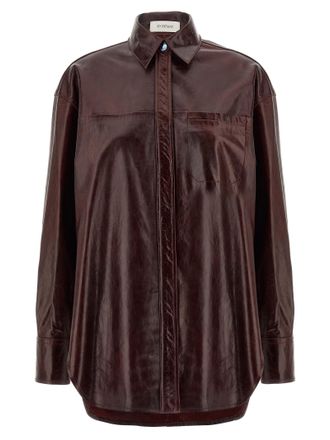 Sportmax Bordeaux Lamb Leather Womens Blouse