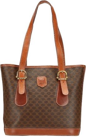 Celine Macadam Brown Pvc Leather Handbag Tote Bag (Pre-Owned)