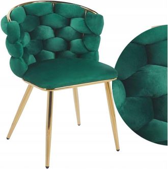 OEM Silla Entrelazada De Terciopelo Verde Sobre Estructura Dorada K47-fx (g) Furnitex