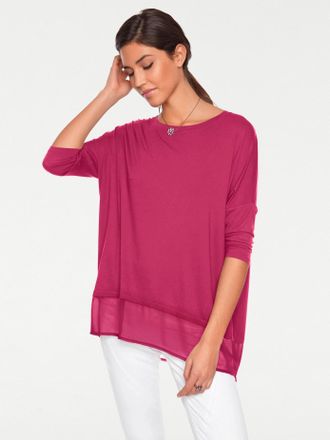 Heine Oversize-Shirt HEINE Oversized Shirt, Damen, Gr. 36/38, pink, 95% Viskose, 5% Elasthan, Chiffon:100% Polyester, unifarben, Rundhals, Shirts Oversize-S