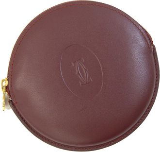 Cartier Must Bordeaux Leather Coin Purse/Coin Case (Pre-Owned)