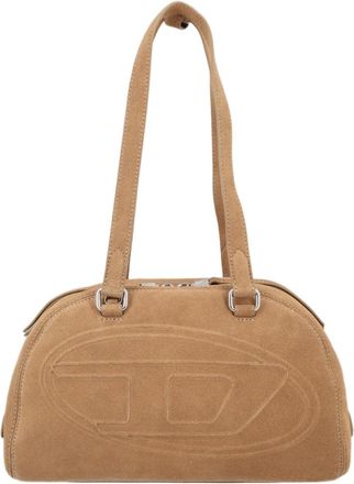 Diesel Tan Silver-Tone Hardware Suede Medium Handbag