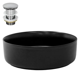 ECD Germany Lavabo negro mate cer&aacute;mico &oslash; 360 x 120 mm redondo