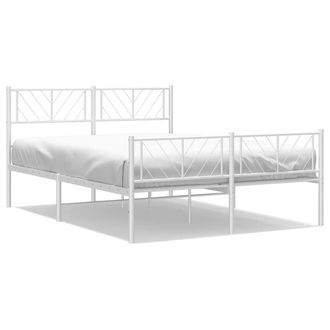 Berkfield Home Metal Bed Frame with Headboard & Footboard White 135x190 cm Double