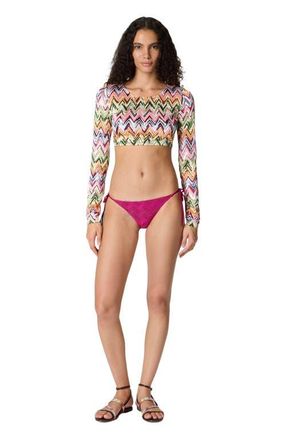 Missoni Crop Top In Stretch Viscose With Lace And Zigzag Motif in Multicoloured at Nordstrom, Size 38 It