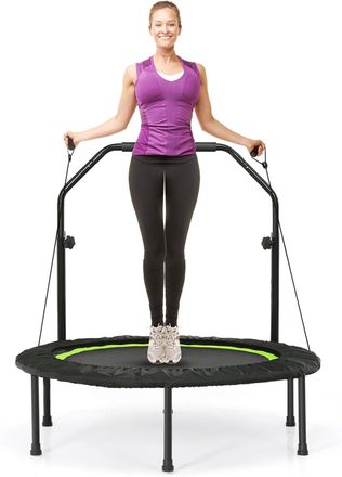 Costway Costway - Cama El&aacute;stica Plegable 101 Cm Con 2 Bandas De Resistencia, Trampol&iacute;n El&aacute;stico Con Empu&ntilde;adura Regulable, Cama El&aacute;stica Fitness De Interior Y 