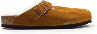 Birkenstock Unisex Boston Shearling Mink Slippers - Brown Suede - Size UK 8