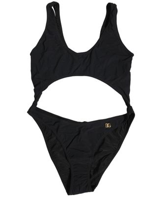 Dolce & Gabbana Cutout Logo One-Piece Swimsuit - Black