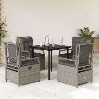 vidaXL Set Comedor De Jard&iacute;n 5 Pzas Cojines Rat&aacute;n Sint&eacute;tico Gris Claro Vidaxl