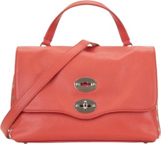 Zanellato Red Studded Detailing Top Handle Shoulder Bag