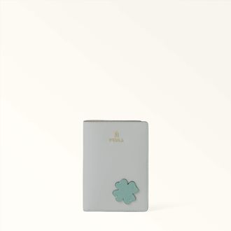 Furla Camelia Custodia Passaporto S Toni Nebbia Gray Blu Pelle Di Vitello Sidney + Applicazione Quadrifoglio Donna