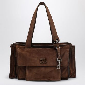 Miu Miu Utilitaire bowling bag in cocoa suede