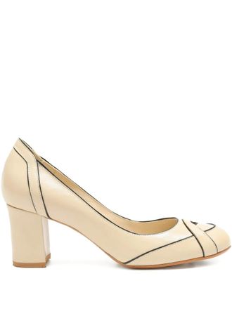 Sarah Chofakian 55mm Swan block-heel pumps - women - Calf Leather/Calf Leather/Calf Leather - 37 - Neutrals