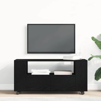 Berkfield Home TV Cabinet with Wheels Black Oak 102x34.5x43 cm Engineered Wood