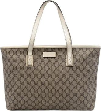 Gucci Pre-owned Canvas Tote Bag - Dames - Vintage Shopper - Bruin - ONE Size - Leer - Vintage