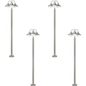 Loops 4 PACK IP44 Outdoor Bollard Light Stainless Steel 60W E27 Driveway Lamp Post in Metallics