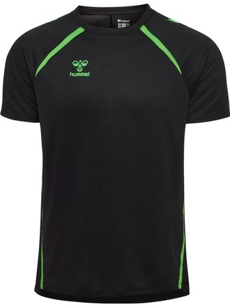 Hummel Trainingsshirt HUMMEL HMLLEAD 2.0 JERSEY S/S, Damen, Gr. XXL, schwarz, gr&uuml;n gecko, Obermaterial: 100% Polyester, Shirts Trainingsshirt, regul&auml;re Passf