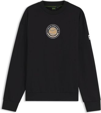 BOSS Cotton-terry sweatshirt with tennis artwork