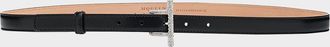Alexander McQueen Crystal T-Bar Leather Skinny Belt