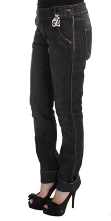 Ermanno Scervino Womens Gray Cotton Slim Fit Denim Jeans Clothing