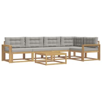 vidaXL Conjunto De Sof&aacute;s De Exterior 6 Pcs Blanco Y Gris Claro Vidaxl