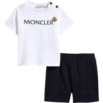Moncler Kids T-Shirt & Shorts Set in White at Nordstrom, Size 12-18M