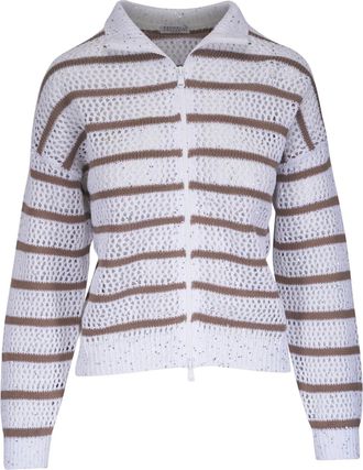 Brunello Cucinelli linen-blend cardigan - women - Nylon/Linen/Flax - S - White