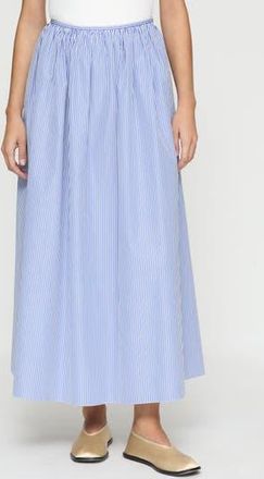 Lafayette 148 New York Stripe Cotton Poplin Skirt in Ultramarine Multi at Nordstrom Rack, Size 10