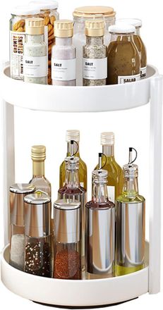 OEM Estante Giratorio Para Especias, Estante De Cocina De 2 Niveles, Organizador Giratorio De Metal Para Especias Para Armarios (blanco)