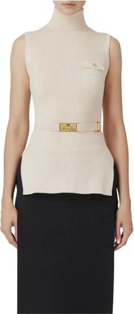 Elisabetta Franchi Turtlenecks, female, Beige, Size: XS Ivory Sweater Chic Glamour Style