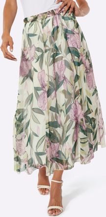 Cr&eacute;ation L Webrock CREATION L, Damen, Gr. 36, ecru, orchidee, bedruckt, 100% Polyester, gebl&uuml;mt, gemustert, mehrfarbig, lang, R&ouml;cke Webrock