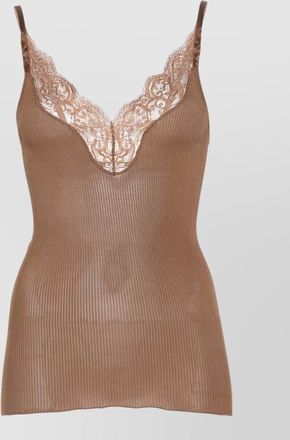 Saint Laurent ribbed knit top adjustable straps lace