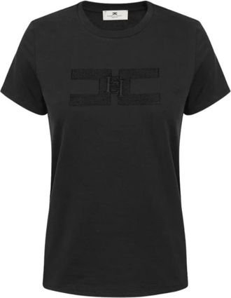 Elisabetta Franchi Cotton Jersey T-Shirt - Dames - T-shirts - Zwart - XL - Katoen - Tops
