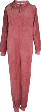 Tom Franks Ladies Fleece Onesie with Animal Hood Dark Pink Owl Medium
