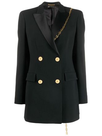 Versace chain detail double breasted blazer - women - Acetate/Viscose/Viscose - 40 - Black