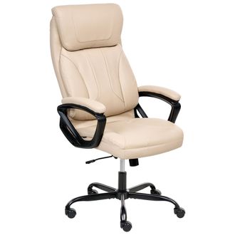 Beliani Beliani - Silla Ejecutiva De Oficina Asiento Inclinable Acolchado Grueso Piel Sint&eacute;tica Beige Proud