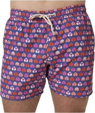 MC2 Saint Barth Hart Motief Trompe-loeil Badpak - Heren - Strandmode - Paars - L - Polyester - Badmode