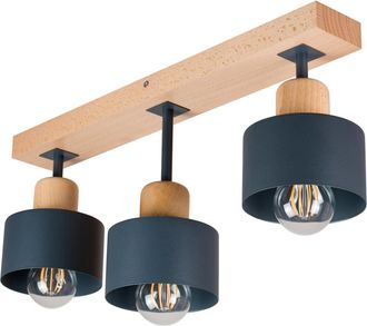 OEM L&aacute;mpara De Techo Antracita De Madera Y Metal De Estilo Escandinavo, 3xe27, Iluminaci&oacute;n Led Moderna Para Sal&oacute;n, Cocina, Dormitorio, Habitaci&oacute;n Infantil