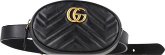 Gucci Black Matelasse Leather Gg Marmont Belt Bag (Authentic Pre-Loved)