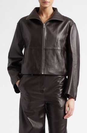 Nour Hammour Etienne Everyday Leather Jacket in Dark Brown at Nordstrom, Size 42