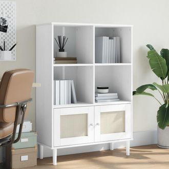 vidaXL Vidaxl - Estanter&iacute;a Senja Aspecto Rat&aacute;n Madera Pino Blanco 90x35x130 Cm