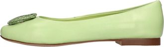 Emanuelle Vee Leren Ballerinas met Juweeldetail - Dames - Ballerinas - Groen - 40 EU - Leer - Schoenen